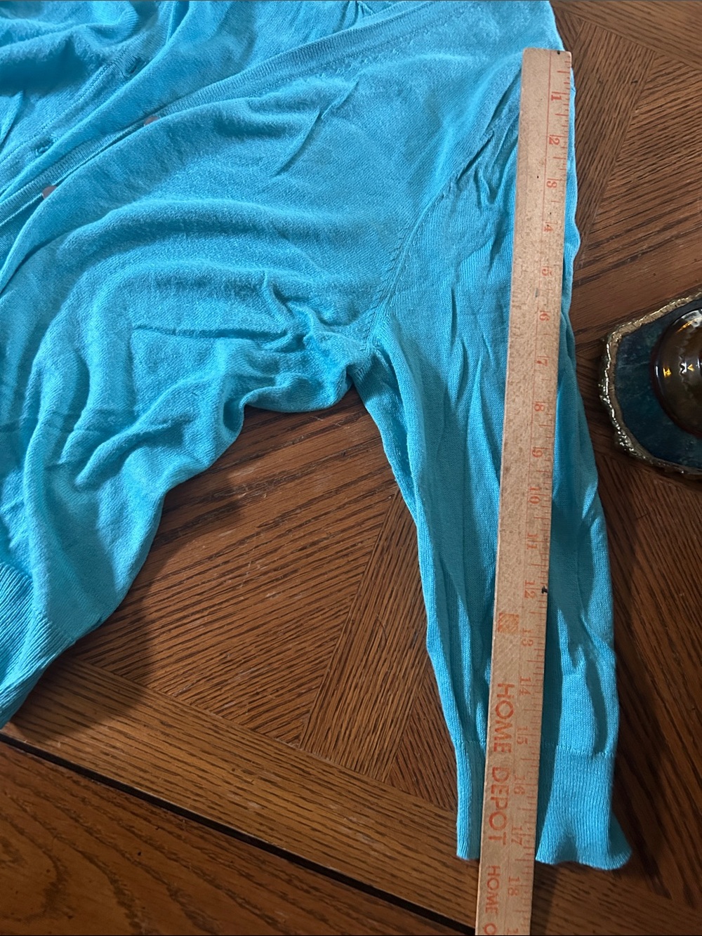Turquoise Button-Front Cardigan Sweater - Picture 5 of 13